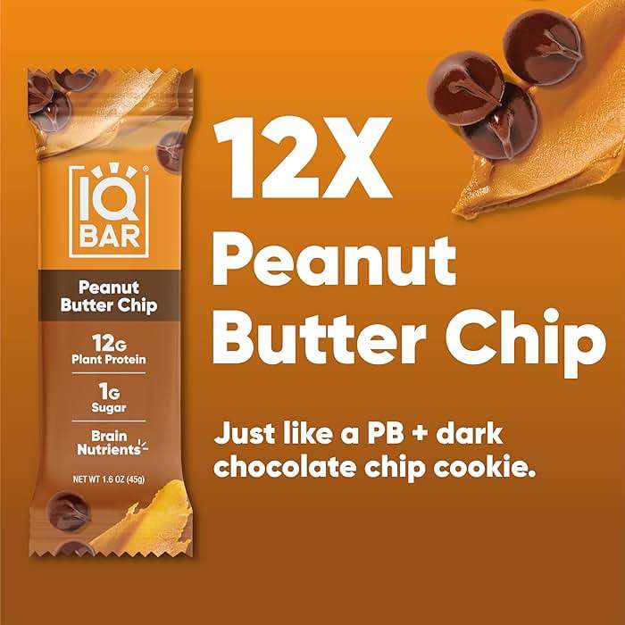 IQBAR Clean Plant Protein Bars - Peanut Butter Chip - 12 Count - Keto, Vegan, High Fiber, Gluten and Dairy Free, Low Sugar Snack - Brain and Body Nutrients for Focus, Energy, Meal Replacement - Image 6