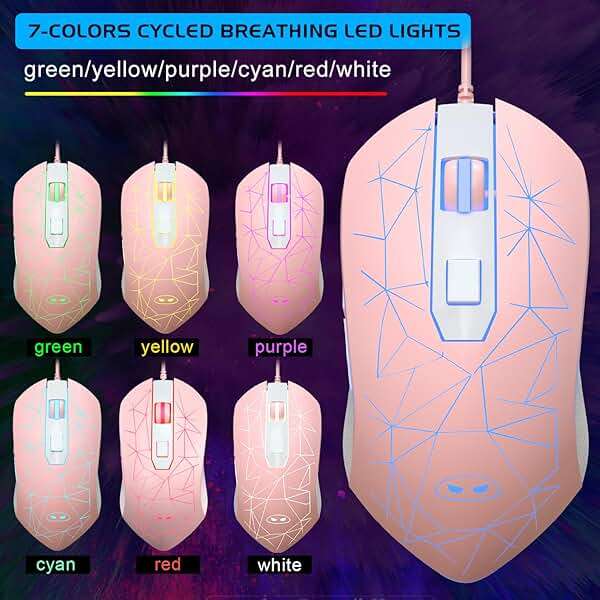 Gaming Keyboard and Mouse Combo, K1 RGB LED Backlit Keyboard with 104 Keys Computer PC Gaming Keyboard for PC/Laptop (Pink) - Image 6