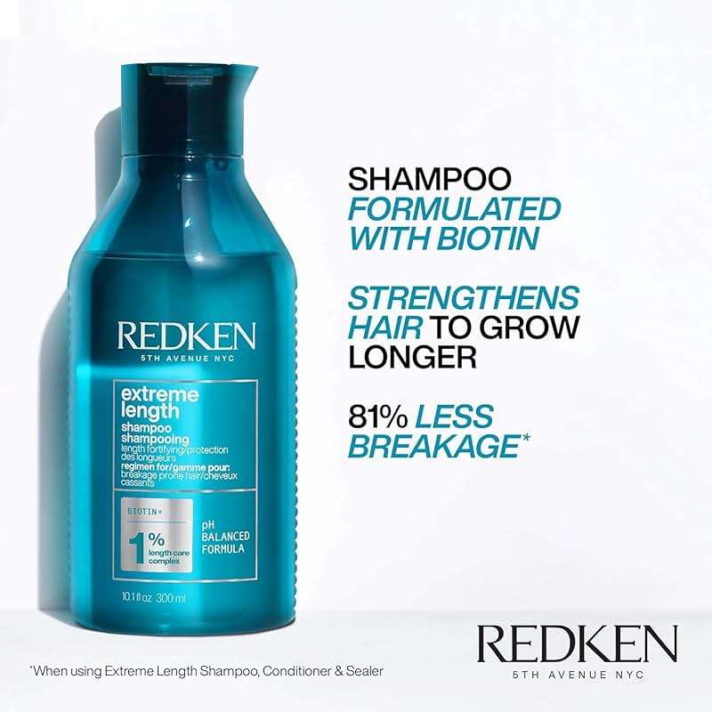 Redken Extreme Length Biotin Shampoo For Longer Hair – Promotes Healthy Hair Growth, Strengthens Damaged Hair, Prevents Hair Breakage, Infused With Biotin ​ - Image 3