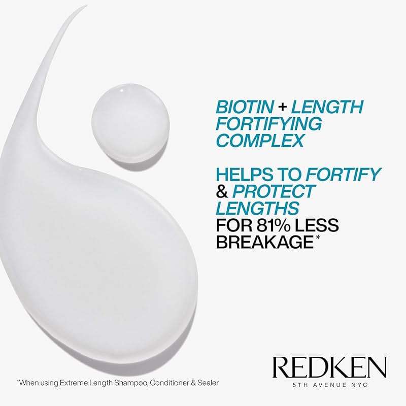 Redken Extreme Length Biotin Shampoo For Longer Hair – Promotes Healthy Hair Growth, Strengthens Damaged Hair, Prevents Hair Breakage, Infused With Biotin ​ - Image 5