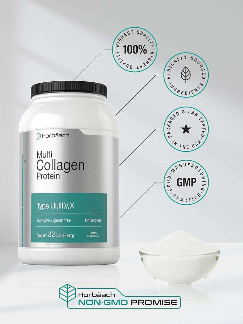 Horbaach Multi Collagen Protein Powder 32 oz | Types I, II, III, IV, V, VII, VIII, X, XII, and XXII | Grassfed Collagen Peptides | Keto & Paleo Friendly | Unflavored & Gluten Free - Image 6