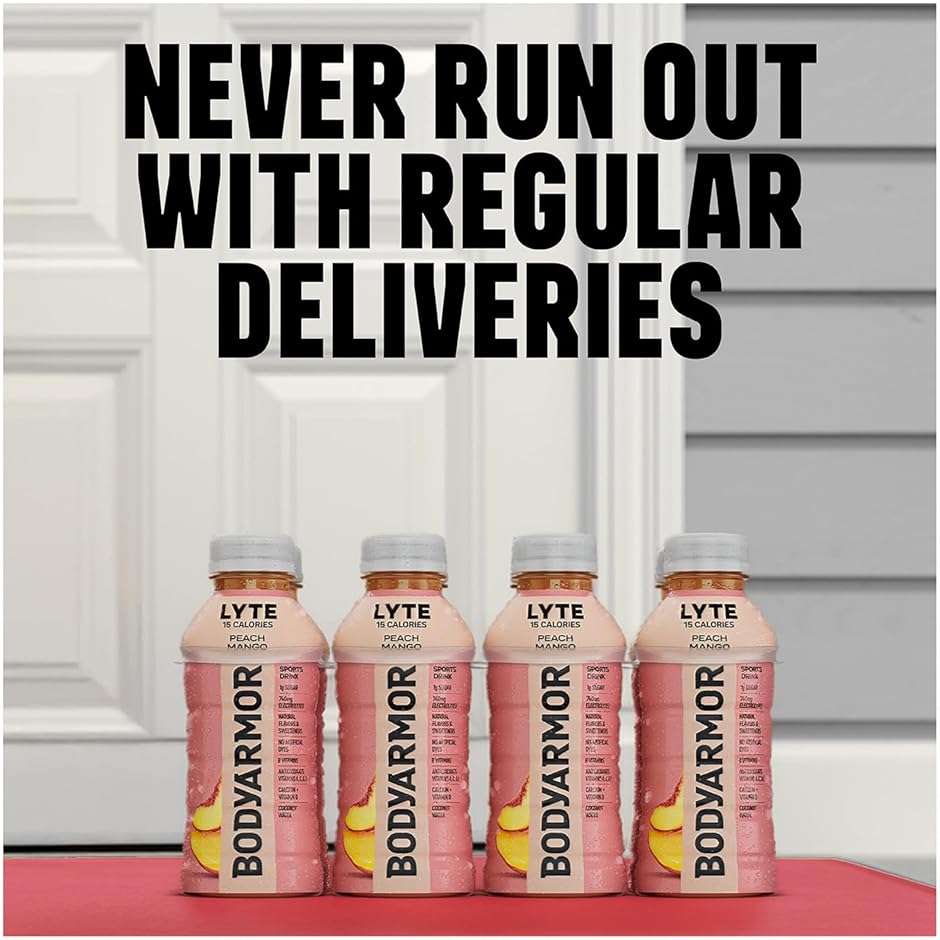 BODYARMOR LYTE, Peach Mango, Electrolyte Drink, 15 Calories, 12 Fl Oz Bottles (8 Pack), Coconut Water Sports Drink, Natural Flavor & B Vitamins - Image 5