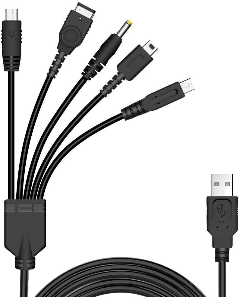 Xahpower 5 in 1 USB Charger Cable for Nintendo DS Lite, 3DS, DS and Gameboy Advance SP/PSP 1000/2000/3000 - Image 1