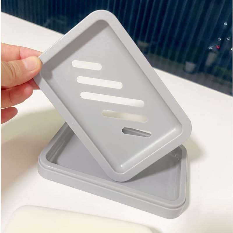 2PCS Grey Soap Holders, Premium Plastic Bamboo Dish, Soap Dishes | Easy Clean, Premium Soap Dishes and Saver for Shower, Bar Soap, Bathroom, Kitchen Sink, Bath tub, Sponge, Extend Soap Life - Image 2
