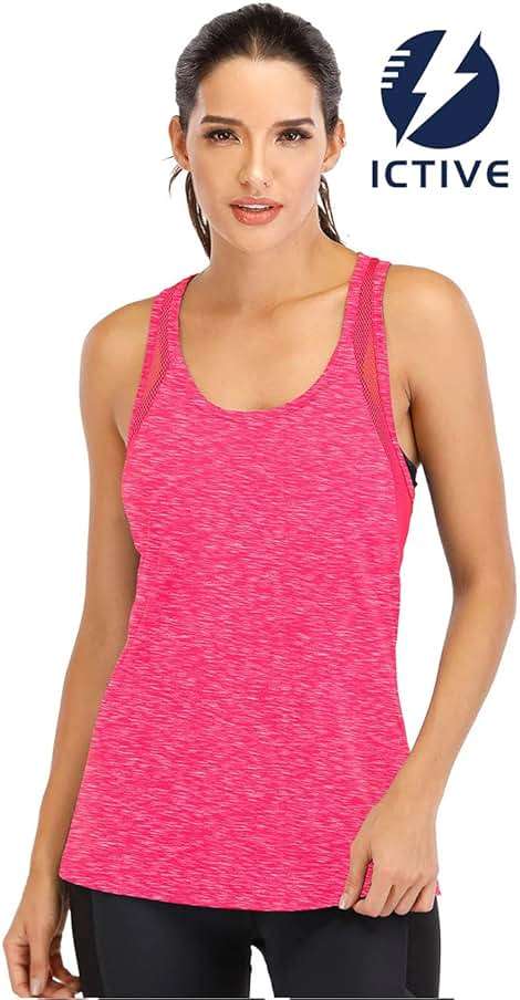 ICTIVE Workout Tank Tops for Women Loose Fit Yoga Mesh Racerback Open Back Muscle Shirts - Image 2