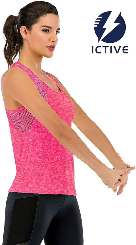 ICTIVE Workout Tank Tops for Women Loose Fit Yoga Mesh Racerback Open Back Muscle Shirts - Image 3