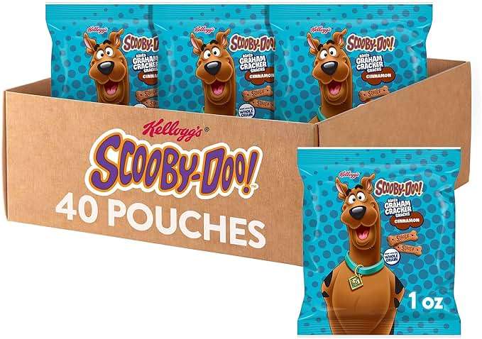 Kellogg's Scooby-Doo! Graham Cracker Snacks, Cinnamon, Made with Whole Grain, (1 Oz Bag), 40 Bags - Image 1