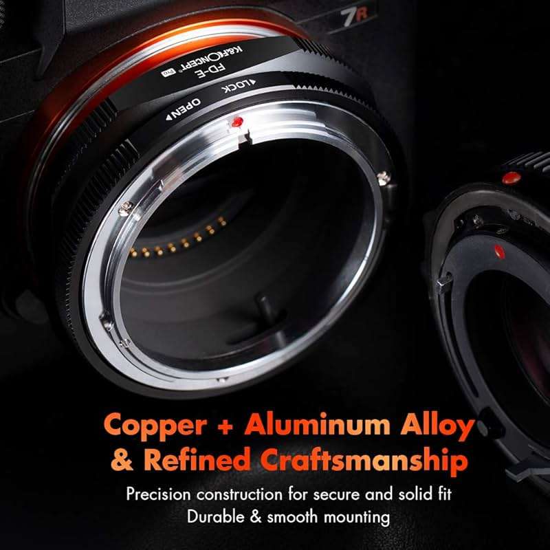 K&F CONCEPT FD to E Mount Lens Mount Adapter Plus, Manual FD FL Lens Adapter with Matting Varnish Design Compatible with Sony E Mount Cameras - Image 2