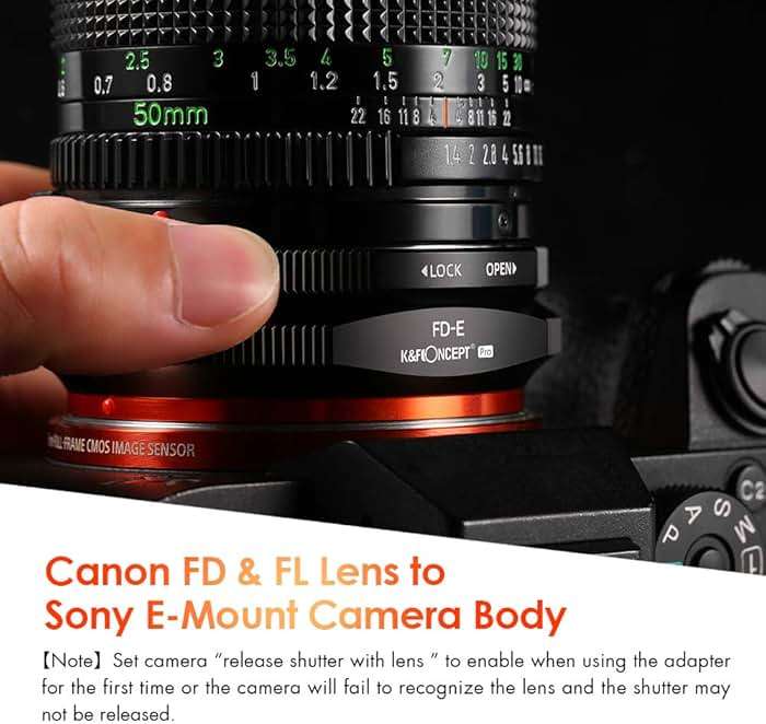 K&F CONCEPT FD to E Mount Lens Mount Adapter Plus, Manual FD FL Lens Adapter with Matting Varnish Design Compatible with Sony E Mount Cameras - Image 7