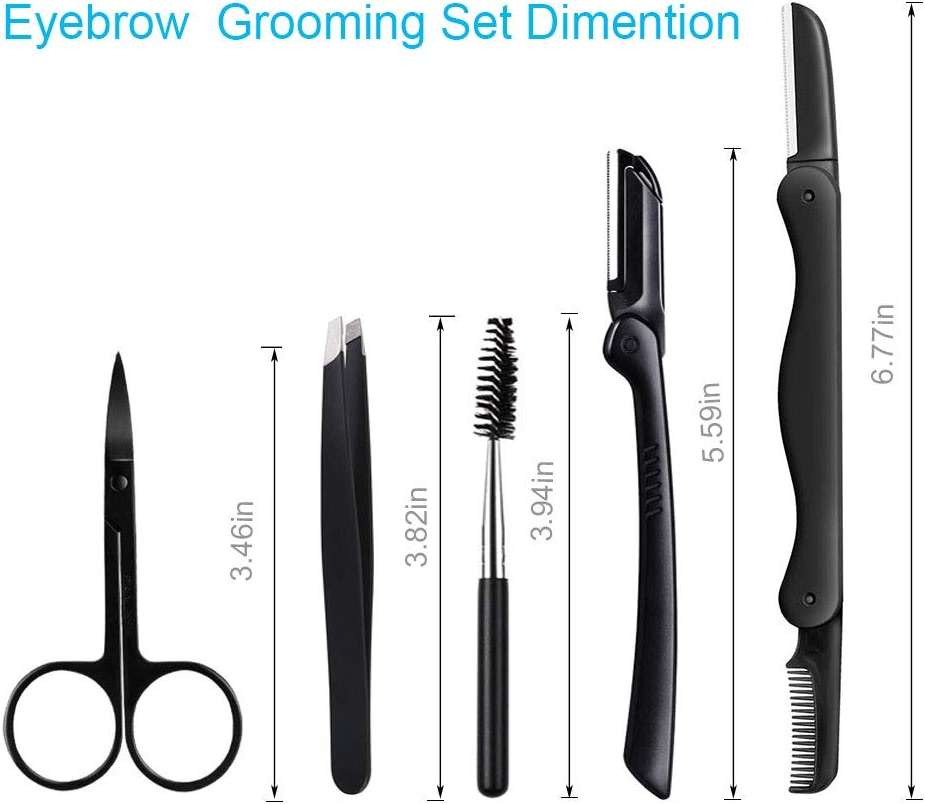 Eyebrow Razor, 5-in-1 Eyebrow Kit, Professional Eyebrow Grooming Set, Eyebrow Trimmer Set for Women and Men, Including Brow Razors Trimmer, Brush, Eyebrow Scissors, Slant Tweezers - Image 2