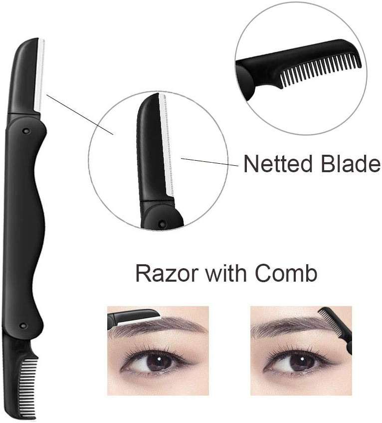 Eyebrow Razor, 5-in-1 Eyebrow Kit, Professional Eyebrow Grooming Set, Eyebrow Trimmer Set for Women and Men, Including Brow Razors Trimmer, Brush, Eyebrow Scissors, Slant Tweezers - Image 3
