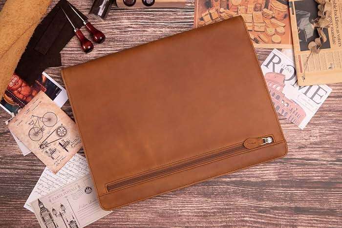 Gavarnie Genuine Leather Professioal Business Portfolio Padfolio Folder with Zipper for Men and Women,Work Portfolio for Letter Size Notepad, for Meeting and Travel, Brown - Image 7