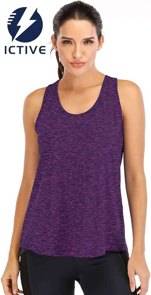 ICTIVE Workout Tops for Women Loose Fit Racerback Mesh Backless Muscle Tank Running Shirts - Image 2