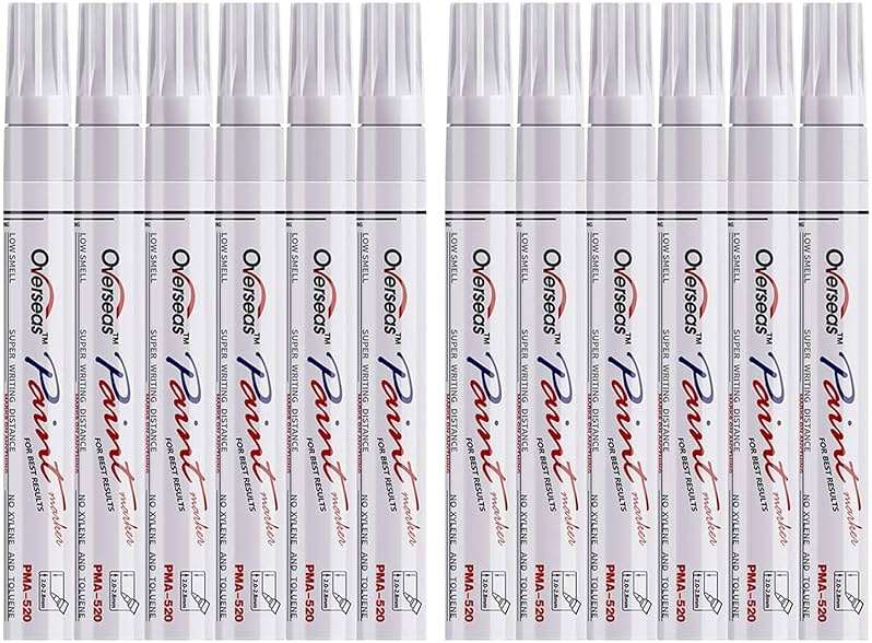 Lesun Overseas White Paint Pens, 12 Pack Waterproof Oil-Based Paint Pen Set, Quick Dry and Permanent, Markers for Rock, Stone, Ceramic, Wood, Fabric, Plastic, Canvas, Glass, Mugs, Tires - Image 1