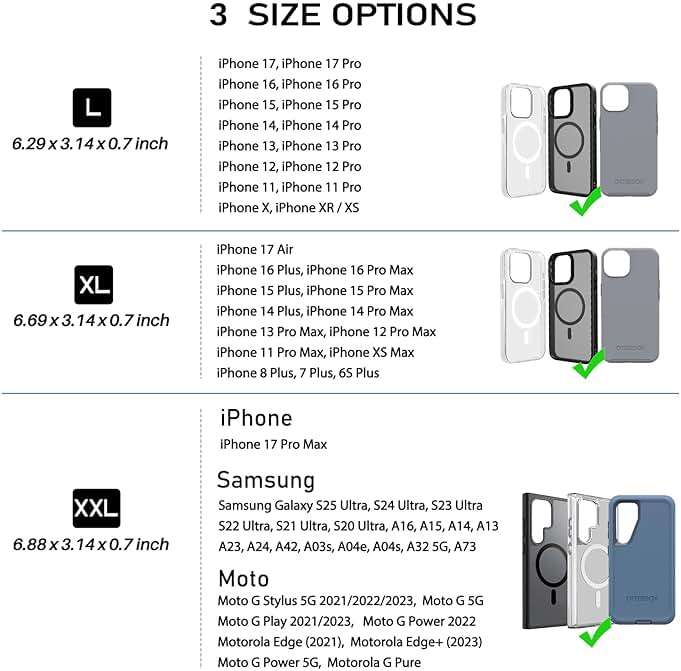 ykooe Rugged Nylon Holster Compatible with iPhone 17 16 15 14 13 12 & Pro Models, Galaxy S25, S24, S23, S22,S21 Cell Phone Belt Holder for Men, Black - L - Image 2