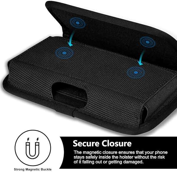 ykooe Rugged Nylon Holster Compatible with iPhone 17 16 15 14 13 12 & Pro Models, Galaxy S25, S24, S23, S22,S21 Cell Phone Belt Holder for Men, Black - L - Image 5