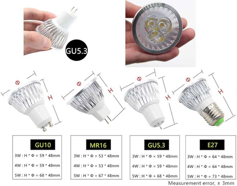 GU5.3 LED Bulbs MR16/GU5.3 3W LED Spotlight,3W(Equivalent 20W-35W Halogen Bulb Replacement) Warm White 3000K LED Spot Light Bulbs for Landscape Recessed Track Lighting,85-265V,240LM,Pack of 8 - Image 2