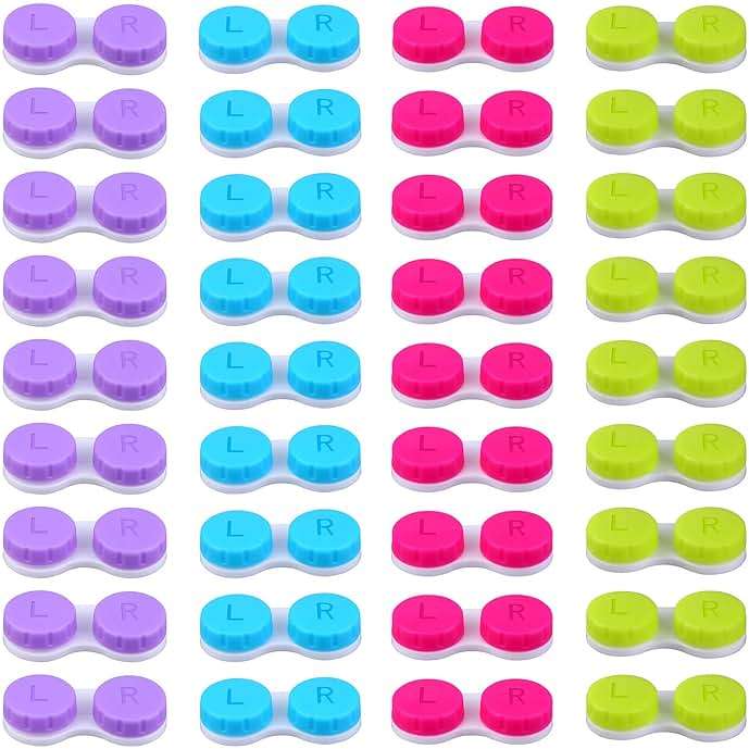 Elcoho 36 Pack Colorful Contact Lens Case Left/Right Contact Lens Soak Storage Contact Lens Travel Container, 4 Colors - Image 1