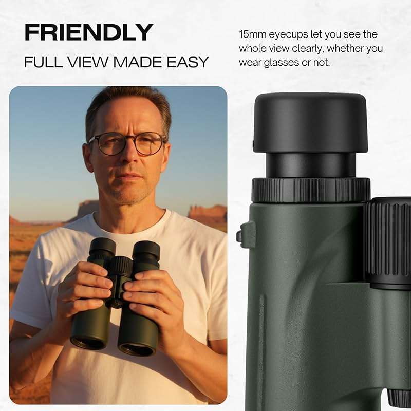 Hontry 8x42 Binoculars with IPX6 Waterproof Protection for Bird Watching, Hunting, Cruise Ship, Travel and Safari - Image 5