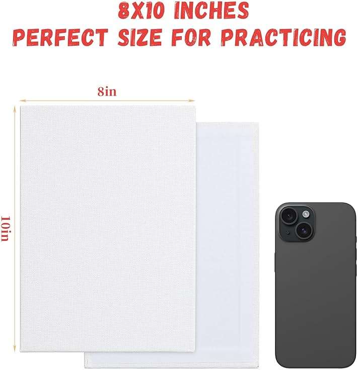 Simetufy Canvas Boards for Painting 52 Pack 8 x 10 Inch Blank Flat Canvas Panels 100% Cotton Pre-Primed for Acrylic & Oil Paint, Art Supplies for Kids & Adults - Image 8
