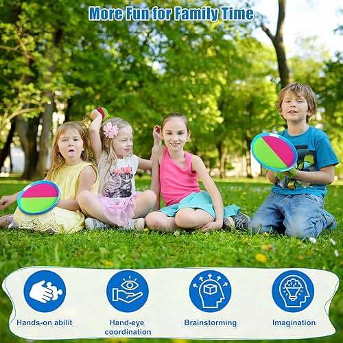Aywewii Toss and Catch Ball Set Game Kids Outdoor Toys for Beach Pool Yard, Birthday Gift for Boy Girl Ages 3 4 5 6 7 8-12 Year Old, Outside Family Party Camping Games, 6 Paddles 3 Balls & Carry Bag - Image 6