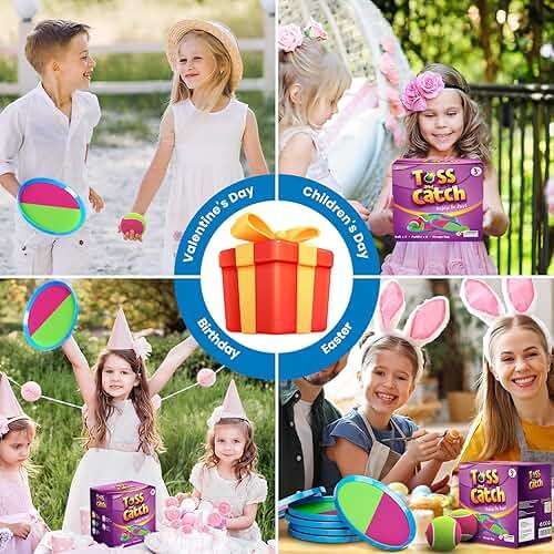 Aywewii Toss and Catch Ball Set Game Kids Outdoor Toys for Beach Pool Yard, Birthday Gift for Boy Girl Ages 3 4 5 6 7 8-12 Year Old, Outside Family Party Camping Games, 6 Paddles 3 Balls & Carry Bag - Image 7