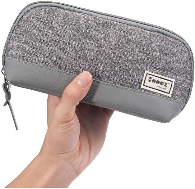 Sooez Wide-Opening Pencil Pen Case, Lightweight & Spacious Pencil Bag Pouch Box Organizer, Aesthetic Supply with Triangular Design for Adults, Grey - Image 1