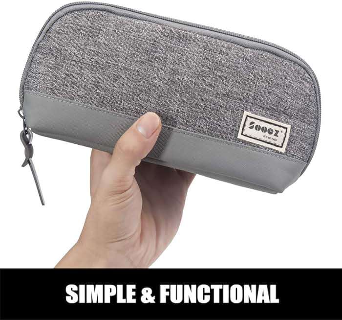 Sooez Wide-Opening Pencil Pen Case, Lightweight & Spacious Pencil Bag Pouch Box Organizer, Aesthetic Supply with Triangular Design for Adults, Grey - Image 2