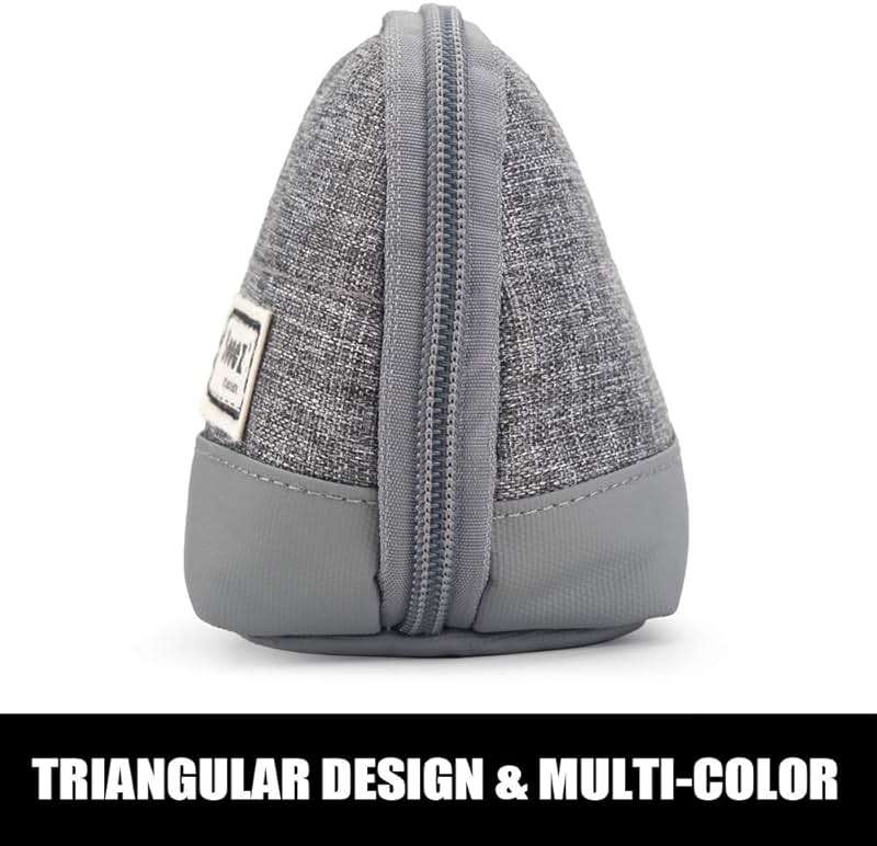 Sooez Wide-Opening Pencil Pen Case, Lightweight & Spacious Pencil Bag Pouch Box Organizer, Aesthetic Supply with Triangular Design for Adults, Grey - Image 6