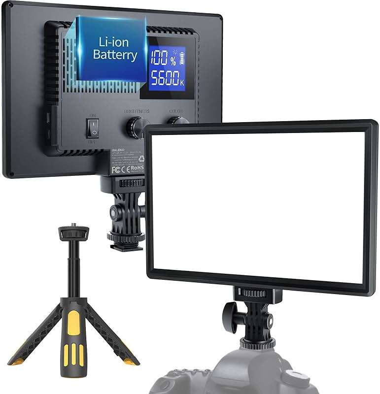 RALENO 9" LED Video Light Panel, 2500K-6500K Camera Light for Video Conference Recording with 4000mAh Battery Type-C USB Ports, CRI>95 Photo Lights for Outdoor Photography Live Streaming Zoom Call - Image 1