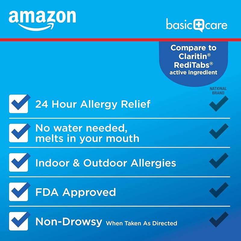 Amazon Basic Care 24-Hour Children Allergy Medicine, Loratadine Orally Disintegrating Tablets, 10 mg, Antihistamine, Non-Drowsy, Indoor & Outdoor Allergies, Ages 6+, 30 Count - Image 3