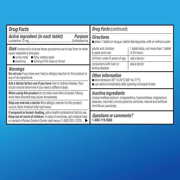 Amazon Basic Care 24-Hour Children Allergy Medicine, Loratadine Orally Disintegrating Tablets, 10 mg, Antihistamine, Non-Drowsy, Indoor & Outdoor Allergies, Ages 6+, 30 Count - Image 5