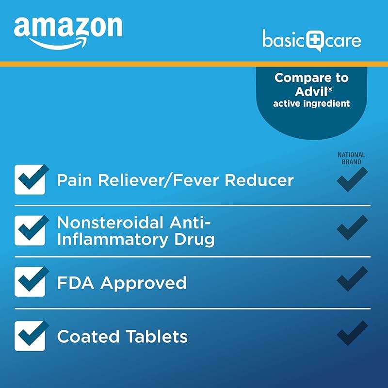 Amazon Basic Care Ibuprofen Tablets, 200 mg, Pain Reliever and Fever Reducer, For Headache, Muscular Aches, Arthritis, Backache, Menstrual Pain, 100 Count (Pack of 1) - Image 3