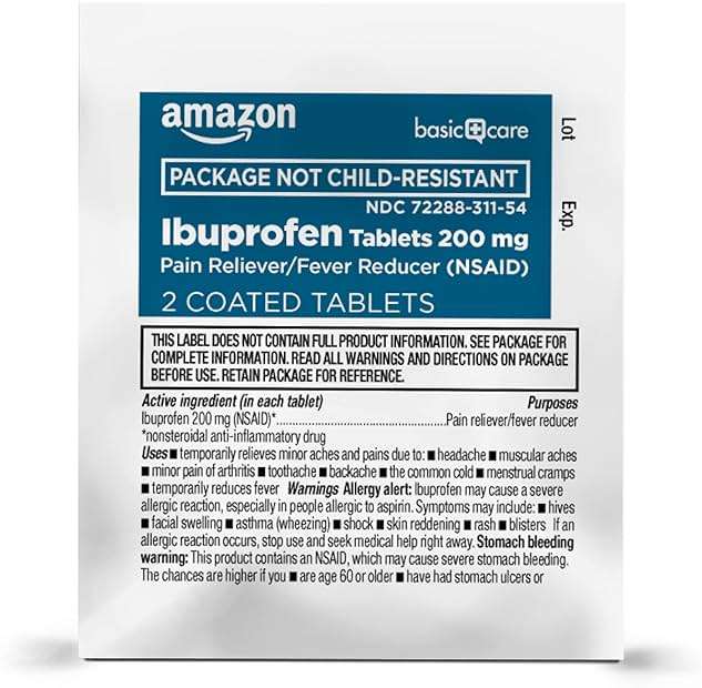 Amazon Basic Care Ibuprofen Tablets, 200 mg, Pain Reliever and Fever Reducer, For Headache, Muscular Aches, Arthritis, Backache, Menstrual Pain, 100 Count (Pack of 1) - Image 7