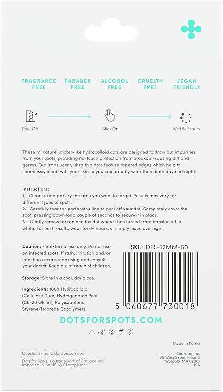 Dots for Spots Pimple Patches For Face - Fast Acting, Translucent Hydrocolloid Zit Patches that Unclog Pores Korean Skin Care - Vegan, Cruelty Free - (60 count) - Image 9