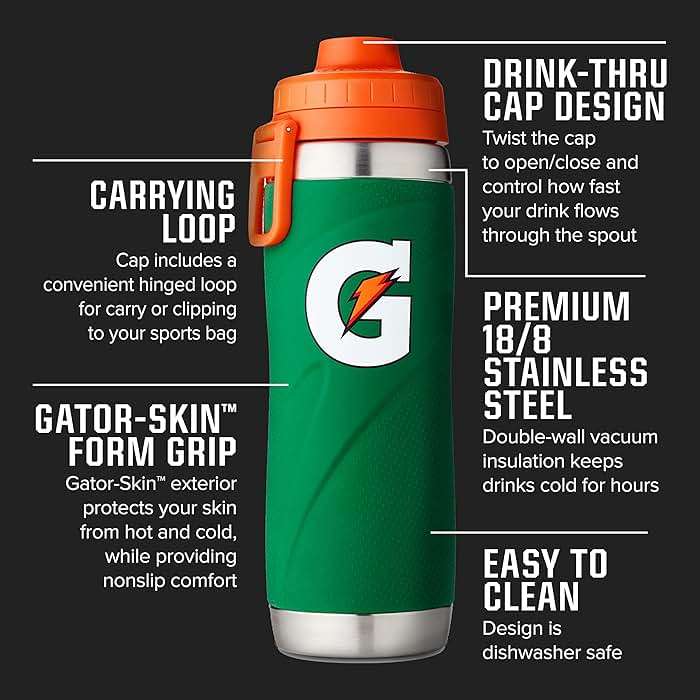 Gatorade Stainless Steel Sport Bottle, - Image 2