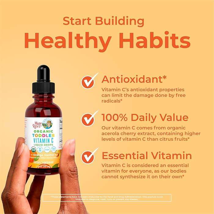 MARYRUTH'S Organic Toddler Vitamin C Drops for Immunity | Ages 1-3 Years | 15 mg Per Serving | Vitamin C for Immune Support & Overall Health | Vegan | Sugar Free | Gluten Free | Non-GMO | 30 Servings - Image 5