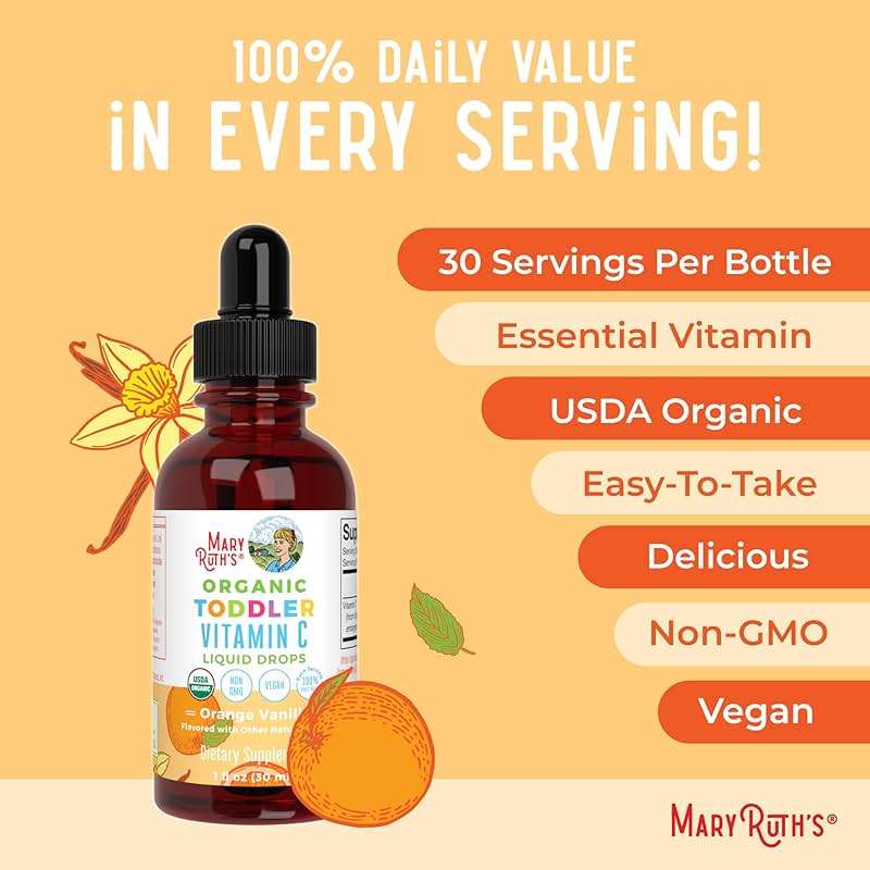MARYRUTH'S Organic Toddler Vitamin C Drops for Immunity | Ages 1-3 Years | 15 mg Per Serving | Vitamin C for Immune Support & Overall Health | Vegan | Sugar Free | Gluten Free | Non-GMO | 30 Servings - Image 7