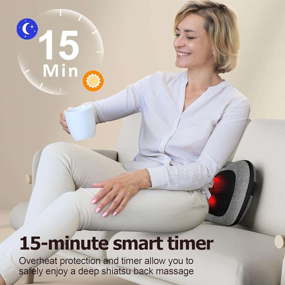 VIKTOR JURGEN Fathers Day Dad Gifts, Shiatsu Back Massager with Heat – Deep Tissue Massage for Neck, Shoulder, Back Pain Relief, Electric Kneading 3D Massage Pillow Gifts for Men Women Mom, Christmas - Image 3