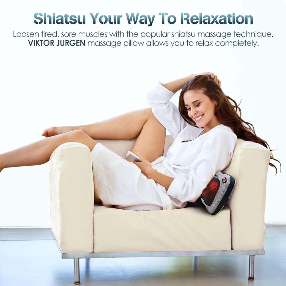 VIKTOR JURGEN Fathers Day Dad Gifts, Shiatsu Back Massager with Heat – Deep Tissue Massage for Neck, Shoulder, Back Pain Relief, Electric Kneading 3D Massage Pillow Gifts for Men Women Mom, Christmas - Image 5