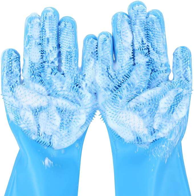 Pecute Silicone Pet Grooming Gloves for Washing Cats Dogs Bath Brush | 3,000 soft bristles, Gentle massage & deshedding, Dishwasher safe, For large/thick coats, Home/car cleaning - Image 1