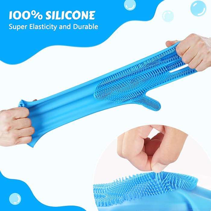 Pecute Silicone Pet Grooming Gloves for Washing Cats Dogs Bath Brush | 3,000 soft bristles, Gentle massage & deshedding, Dishwasher safe, For large/thick coats, Home/car cleaning - Image 4