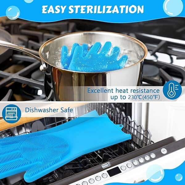 Pecute Silicone Pet Grooming Gloves for Washing Cats Dogs Bath Brush | 3,000 soft bristles, Gentle massage & deshedding, Dishwasher safe, For large/thick coats, Home/car cleaning - Image 5
