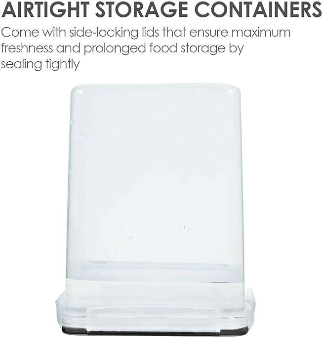 Vtopmart 4 PCS Large Food Storage Containers 5.2L / 175oz, 4 Pieces BPA Free Plastic Airtight Canisters for Flour, Sugar, Baking Supplies, Rice with Lids, 4 Measuring Cups and 24 Labels, Black - Image 5