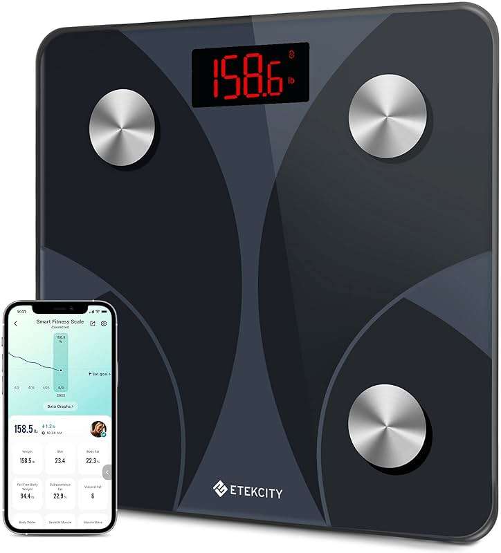 Etekcity Scale for Body Weight and Fat Percentage, FSA&HSA Eligible, Smart Digital LED Bathroom BMI Measurement, Accurate Bluetooth Weighing Machine, Body Composition Analyzer, Ash-black, 400lb - Image 1