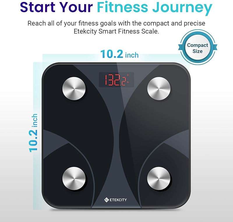 Etekcity Scale for Body Weight and Fat Percentage, FSA&HSA Eligible, Smart Digital LED Bathroom BMI Measurement, Accurate Bluetooth Weighing Machine, Body Composition Analyzer, Ash-black, 400lb - Image 2
