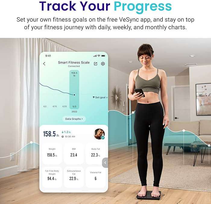Etekcity Scale for Body Weight and Fat Percentage, FSA&HSA Eligible, Smart Digital LED Bathroom BMI Measurement, Accurate Bluetooth Weighing Machine, Body Composition Analyzer, Ash-black, 400lb - Image 4