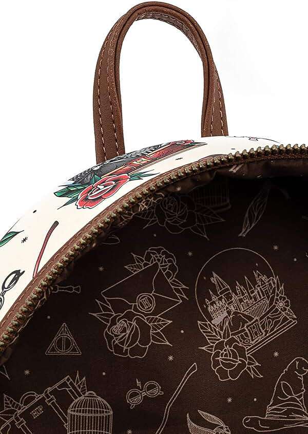 Loungefly Harry Potter Tattoo Art Cream Color Womens Double Strap Shoulder Bag Purse - Image 4