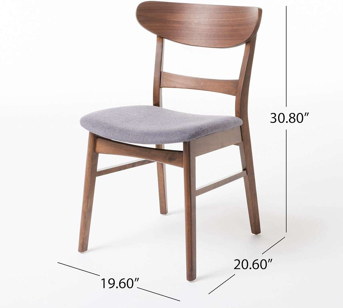 Christopher Knight Home Frances Mid-Century Modern Dining Chairs (Set of 4), 100% Polyester and Rubber Wood, Dark Gray, Walnut - Image 3