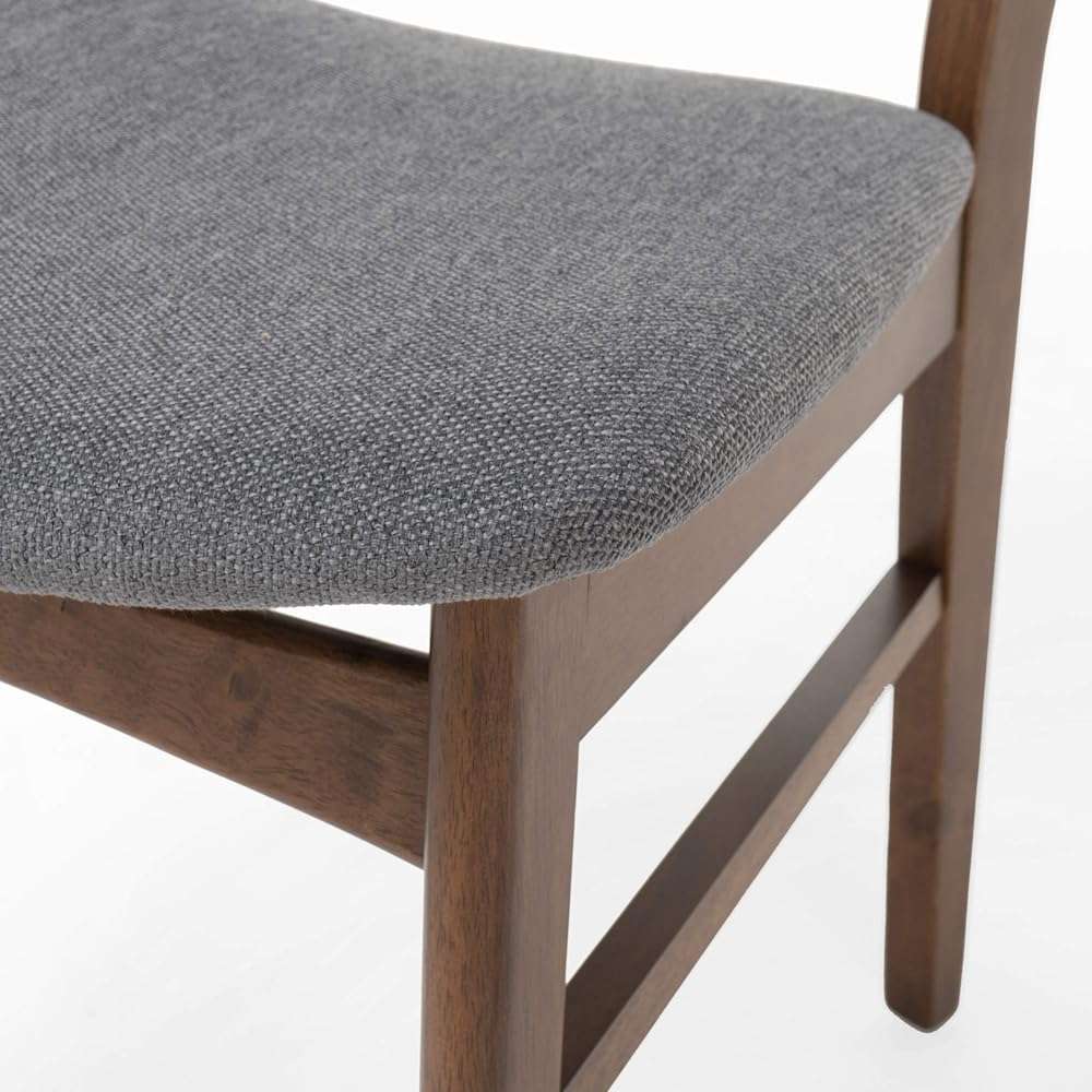 Christopher Knight Home Frances Mid-Century Modern Dining Chairs (Set of 4), 100% Polyester and Rubber Wood, Dark Gray, Walnut - Image 5
